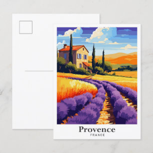 Provence France Art Vintage Travel Illustration Postcard