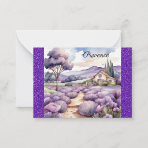 Provence France French Lavender Field Watercolor Card