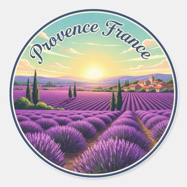 Provence France Lavender Fields Travel Classic Round Sticker (Front)