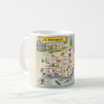 Provence France Map Mug<br><div class="desc">A fun vintage postcard map of the Provence region of France repurposed on a mug.</div>