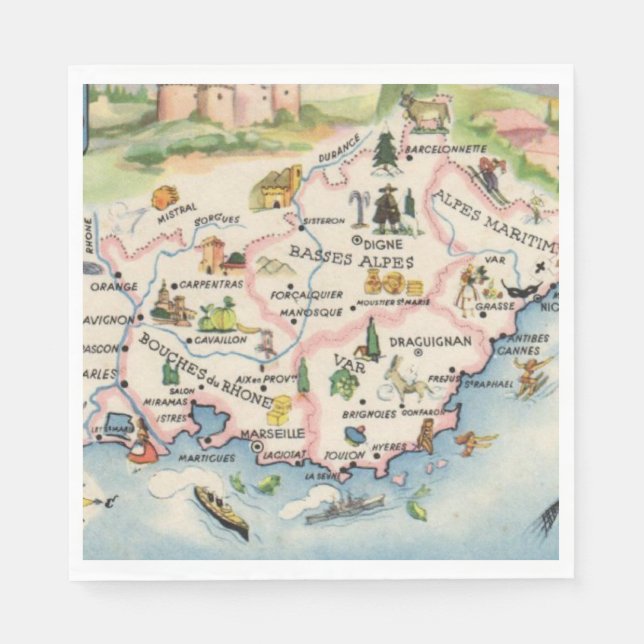 Provence France Map Napkin (Front)