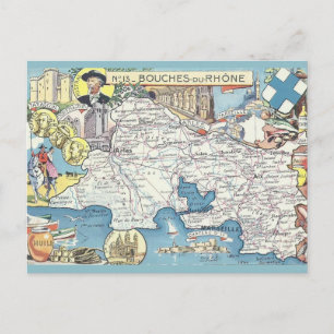Provence France Vintage Map Postcard