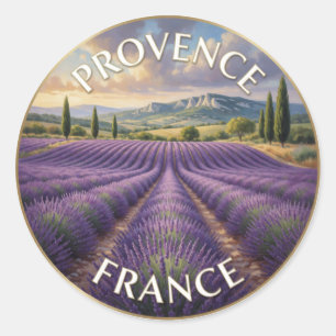 Provence Lavender Fields France Scenic Classic Round Sticker