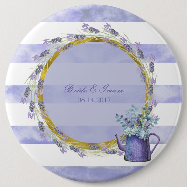 Provence Lavender Purple Flower Floral Wedding 6 Inch Round Button (Front)