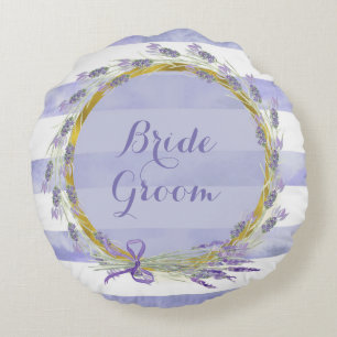 Provence Lavender Purple Flower Wedding  Forever Round Pillow