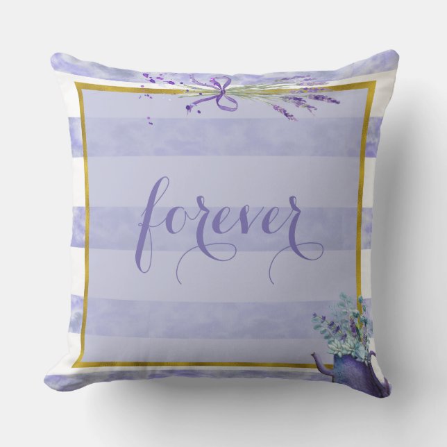 Provence Lavender Purple Flower Wedding  Forever Throw Pillow (Front)