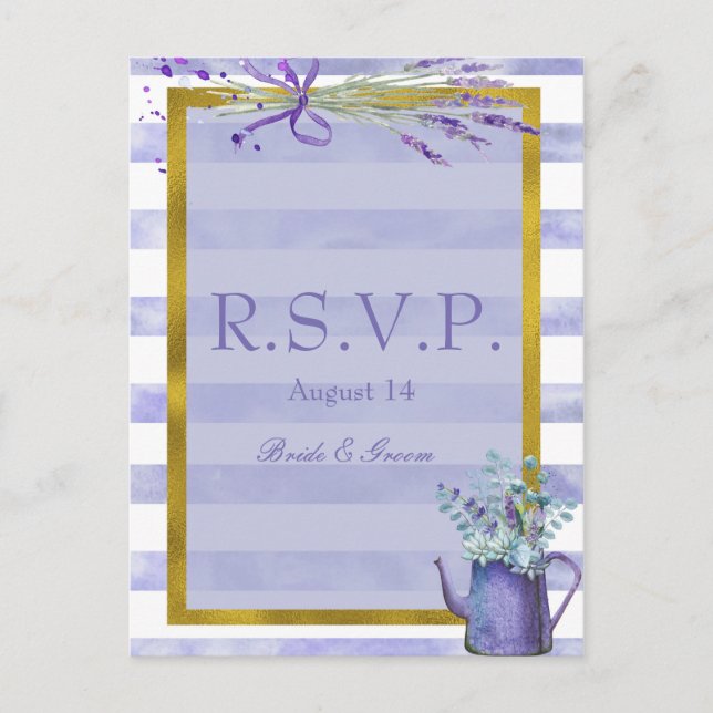 Provence Lavender Purple Flower Wedding  RSVP Invitation Postcard (Front)