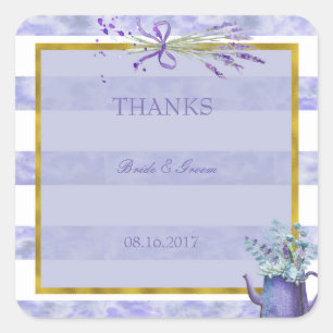 Provence Lavender Purple Flower Wedding Thanks Square Sticker