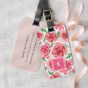 Provence Rose Monogram Luggage Tag