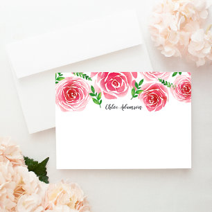 Provence Rose Personalized Stationery Flat Card