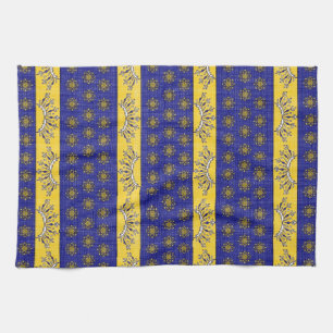 Provence South of France French Blue/Gold Pattern Kitchen Towel
