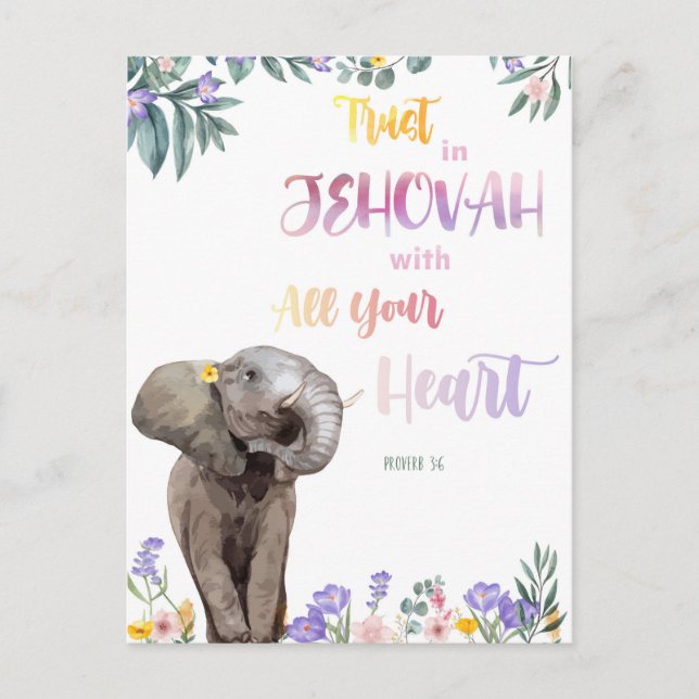 Proverb 3:6 Trust in Jehovah with all your heart   Postcard (Front)