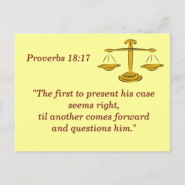 Proverbes 18 17 Justice Bible Verse Carte mémoire (Devant)