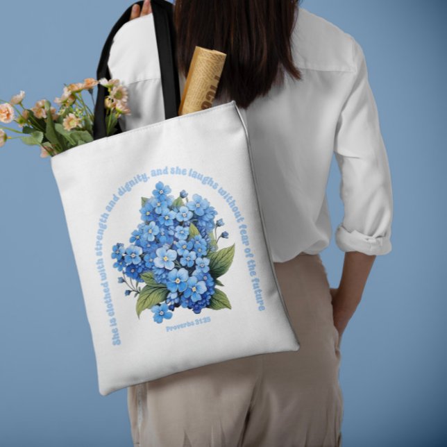 Proverbes 31:25 Sac fourre-tout d'aquarelle de fem (Proverbs 31:25 Righteous Woman Watercolor Tote Bag)