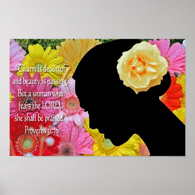 Proverbes 31 Christian Poster Flowers Écriture (Devant)