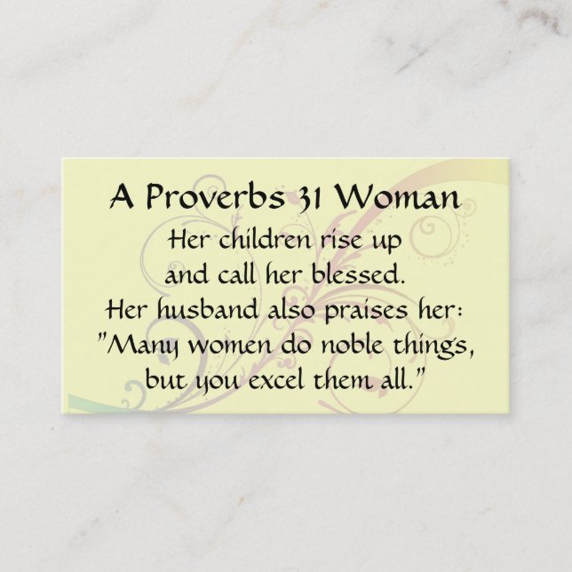 Proverbes 31 Femme Maman Carte d'appel fleurit (Devant)
