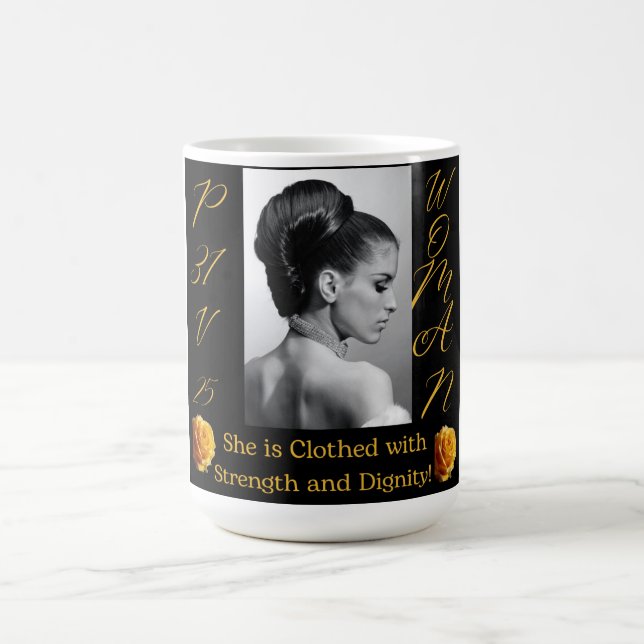 Proverbes 31 Femme Mug de café noir et jaune (Centre)