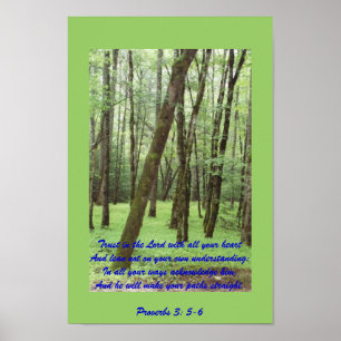 Proverbes 3 : 5-6 affiche avec de beaux arbres ver