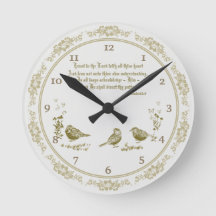 Proverbes 3:5-6 Horloge murale avec les oiseaux, F