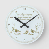 Proverbes 3:5-6 Horloge murale avec oiseaux, Fleur