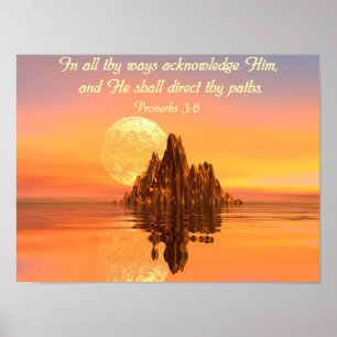 Proverbes 3:6 Bible Verse Affiche chrétienne