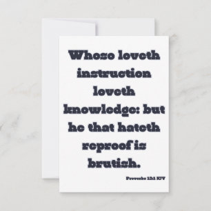 Proverbs 12:1 Bible Verse Greeting Card