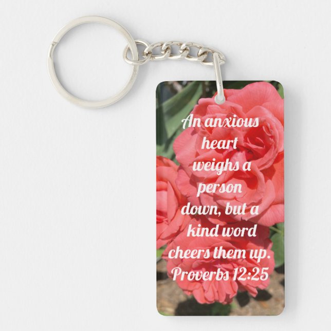 Proverbs 12:25 Bible Verse For An Anxious Heart  Keychain (Front)