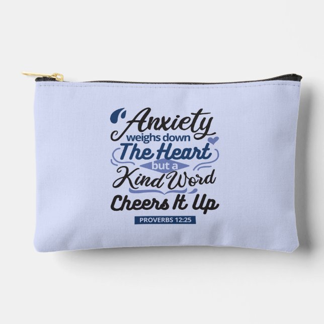 Proverbs 12:25 Bible Verse – Kind Word Art Accessory Pouch (Front)