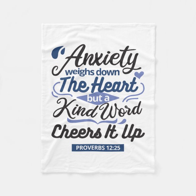 Proverbs 12:25 Bible Verse – Kind Word Art Fleece Blanket (Front)