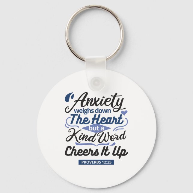 Proverbs 12:25 Bible Verse – Kind Word Art Keychain (Front)