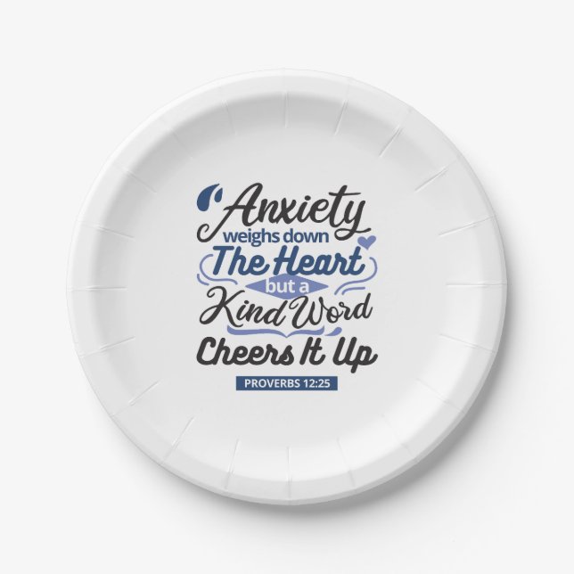 Proverbs 12:25 Bible Verse – Kind Word Art Paper Plate (Front)