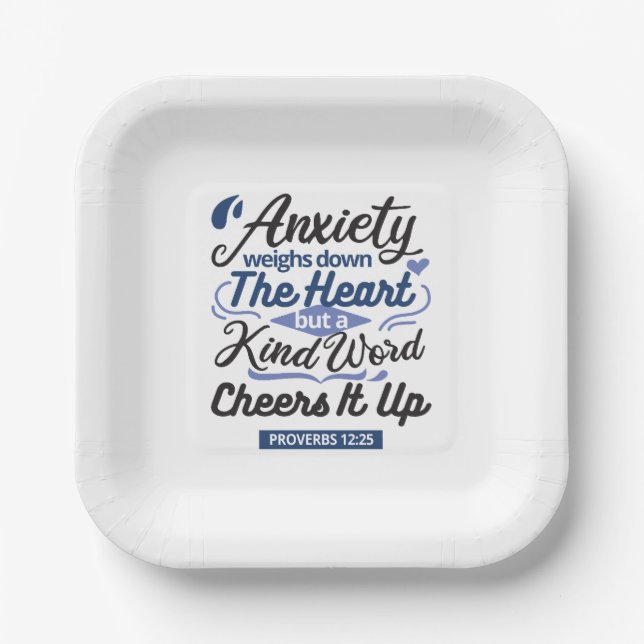 Proverbs 12:25 Bible Verse – Kind Word Art Paper Plate (Front)