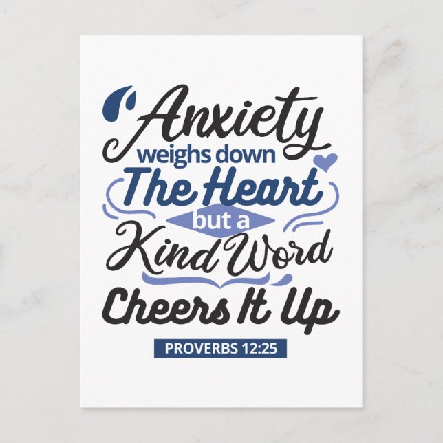 Proverbs 12:25 Bible Verse – Kind Word Art Postcard (Front)