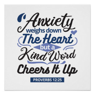 Proverbs 12:25 Bible Verse – Kind Word Art Poster