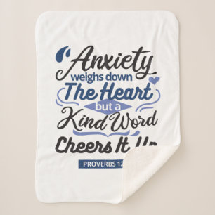 Proverbs 12:25 Bible Verse – Kind Word Art Sherpa Blanket