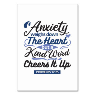 Proverbs 12:25 Bible Verse – Kind Word Art Table Number