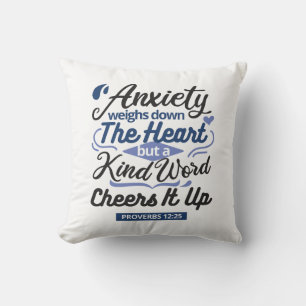 Proverbs 12:25 Bible Verse – Kind Word Art Throw Pillow