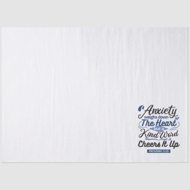 Proverbs 12:25 Bible Verse – Kind Word Art Tissue Paper (Front)