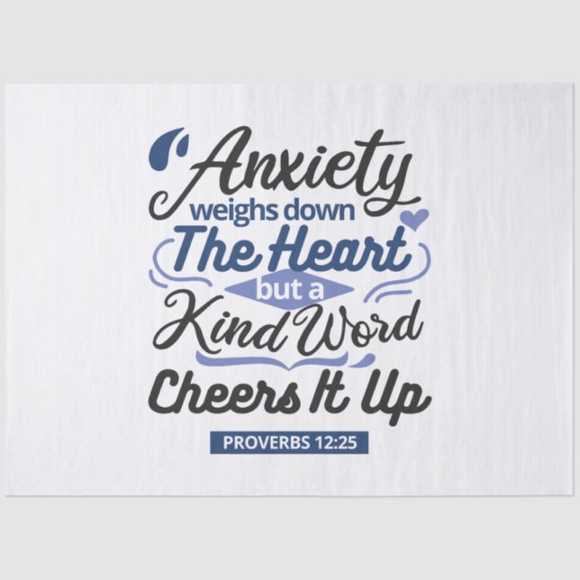 Proverbs 12:25 Bible Verse – Kind Word Art Tissue Paper (Front)