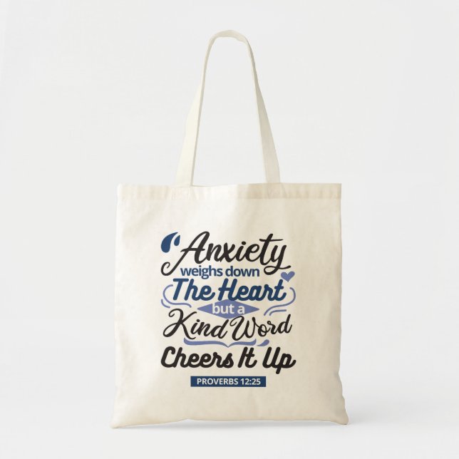 Proverbs 12:25 Bible Verse – Kind Word Art Tote Bag (Front)