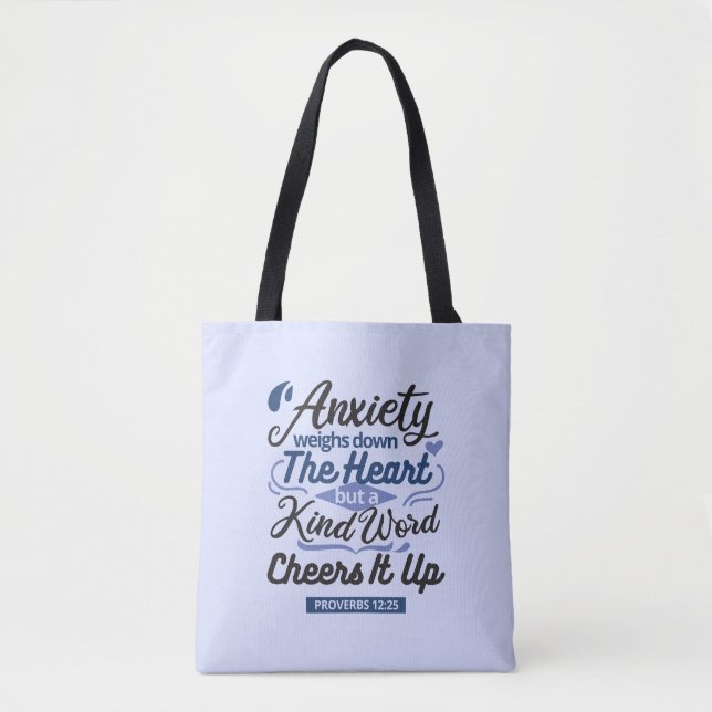 Proverbs 12:25 Bible Verse – Kind Word Art Tote Bag (Front)