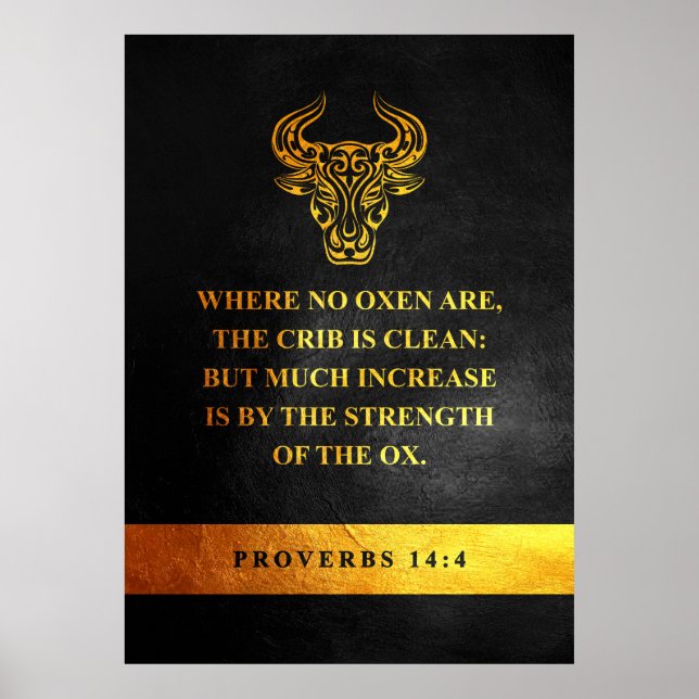 Proverbs 14:4 Bible Verse Poster (Front)