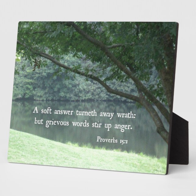 Proverbs 15:1 A soft answer turneth away wrath Plaque (Side)