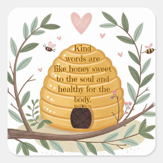 Proverbs 16:24 square sticker (Front)