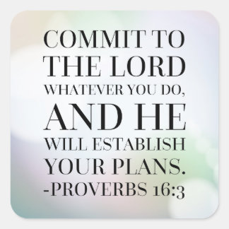 Proverbs 16:3 Bible Quote Square Sticker