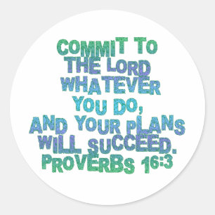 Proverbs 16:3 classic round sticker