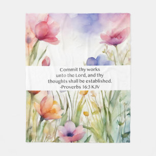 Proverbs 16:3 KJV Commit Thy Works Scripture Fleece Blanket