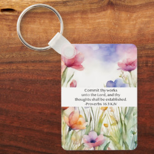 Proverbs 16:3 KJV Commit Thy Works Scripture Keychain