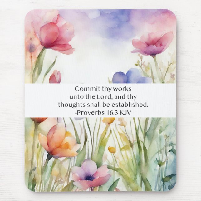 Proverbs 16:3 KJV Commit Thy Works Scripture Mouse Pad (Front)