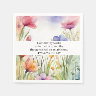 Proverbs 16:3 KJV Commit Thy Works Scripture Napkin